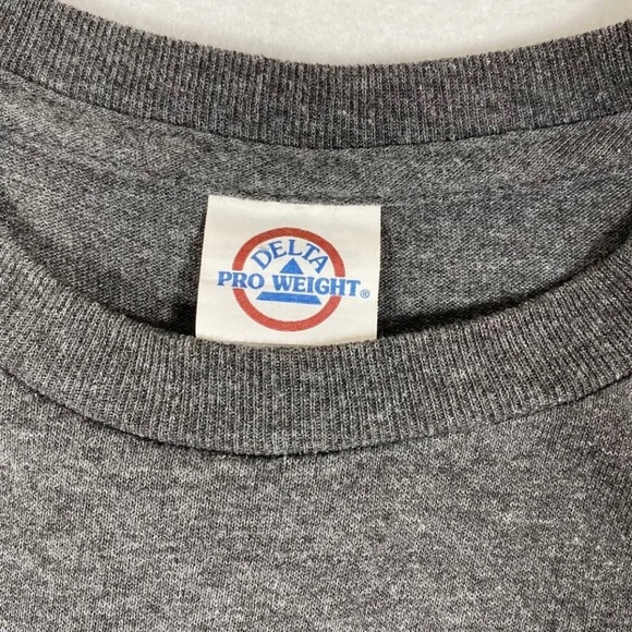 Delta Pro Weight Mens T-Shirt Sz M Gray American Flag Crew Neck Short Sleeve - Picture 4 of 7